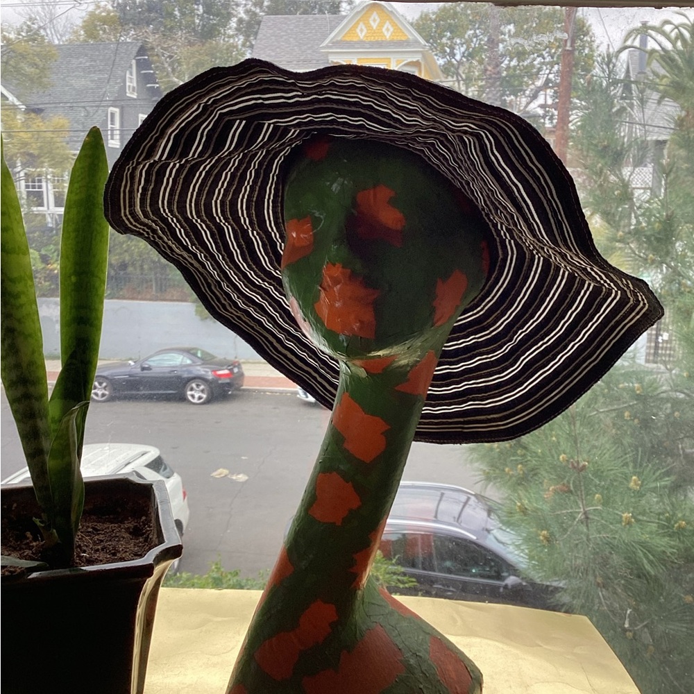 Black and White Striped  floppy sun hat